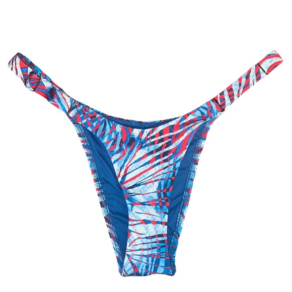 Victoria’s Secret Bikini Bottom Pink Blue High Cut Swimsuit Swim L Large New - Picture 1 of 6